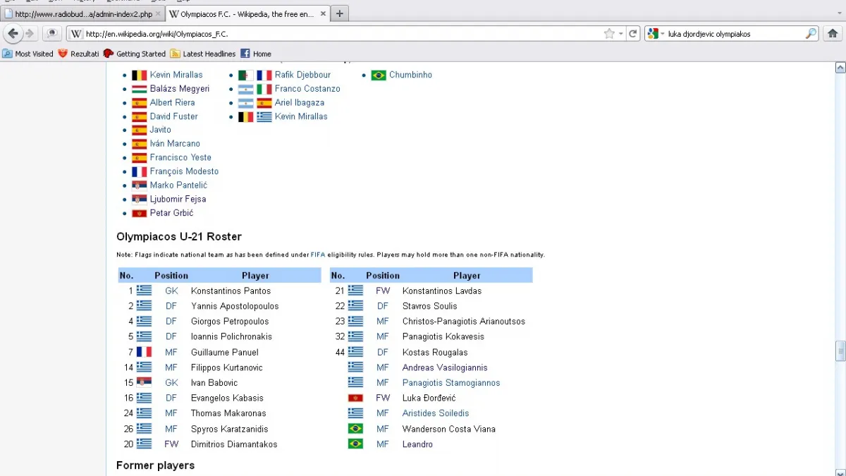 Transfer u olimpijakos 11sajt wikipedia sastav
