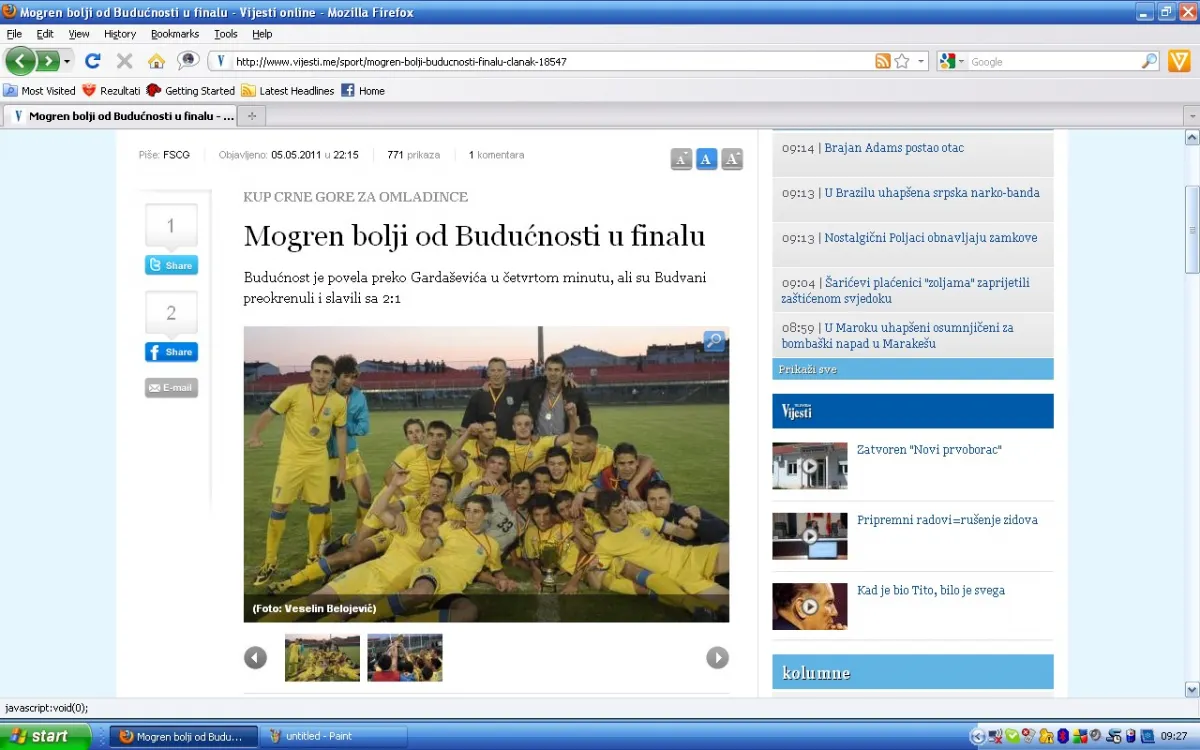 Finale kupa cg za omladince naslov sajt vijesti