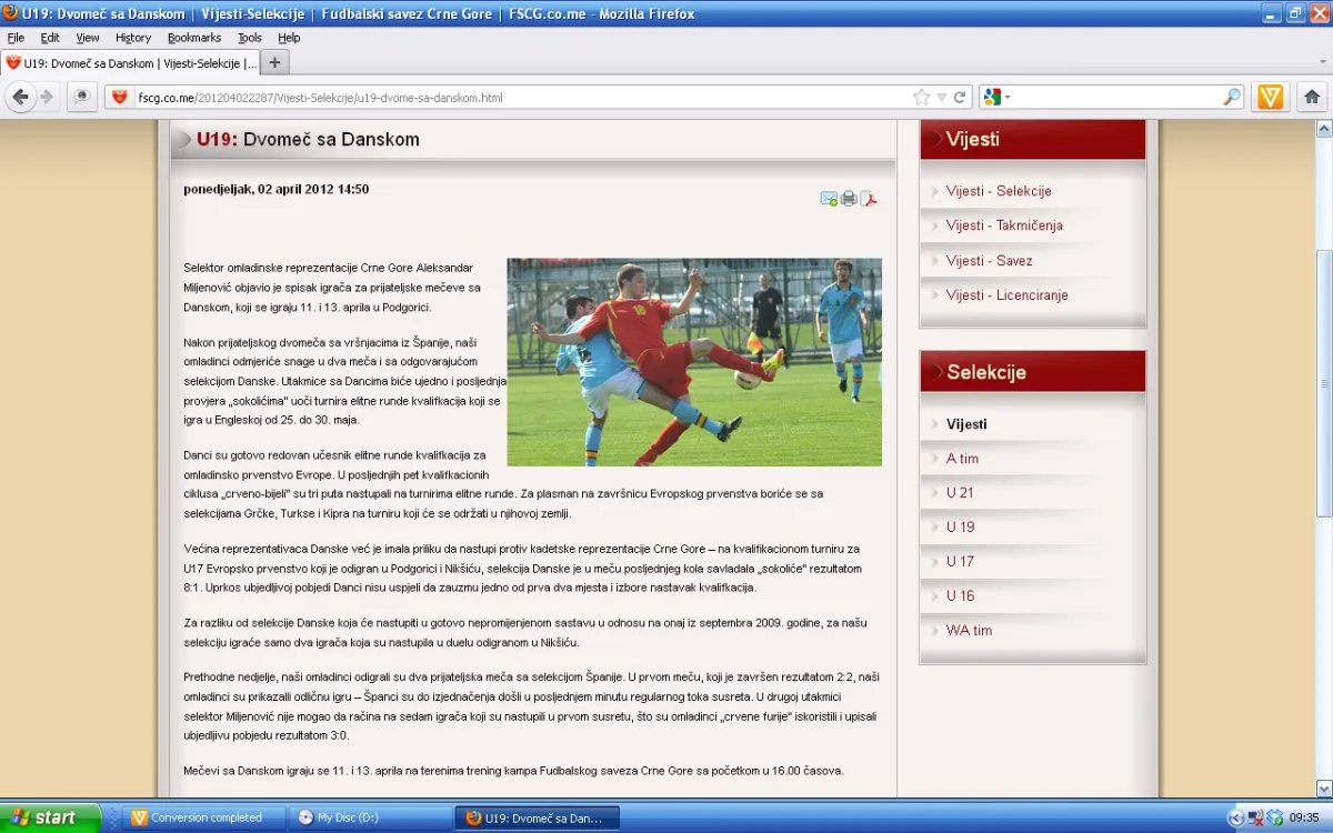 U19 cg danska sajt fscg najava