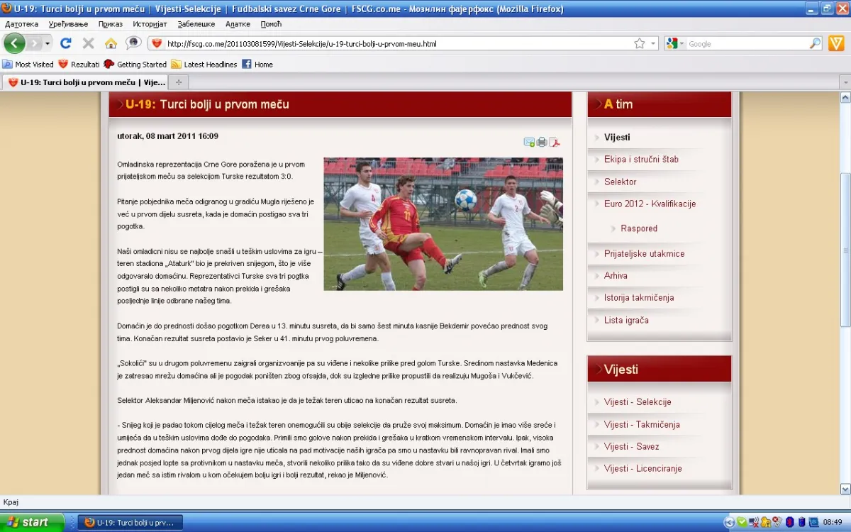 U19 turska crna gora sajt fscg izvjestaj