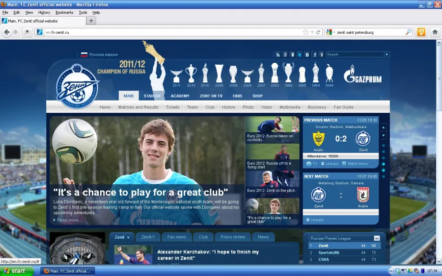 Naslovna strana sajta 1sajt en.fczeniz.ru 